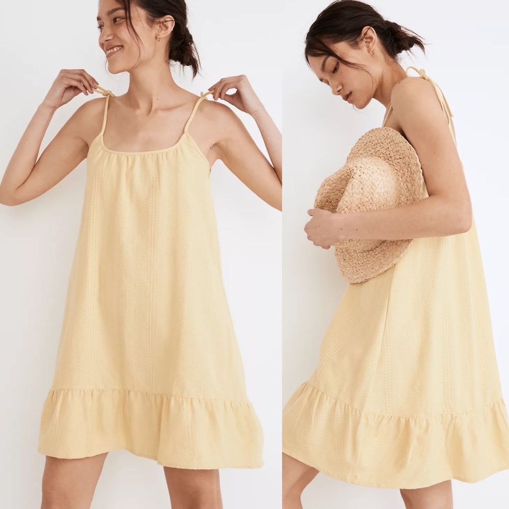 Madewell Lightestspun Tie-Strap Ruffle-Hem Dress